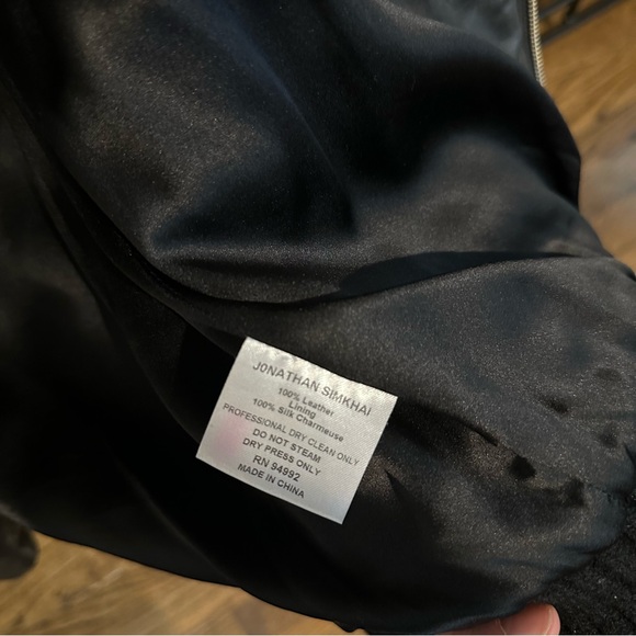 Jonathan Simkhai leather and fur zip up jacket with hood - Picture 4 of 6